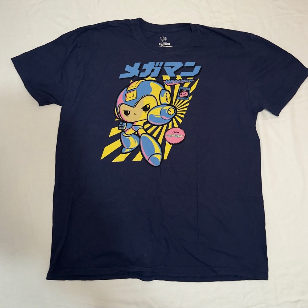 Mega Man Graphic T-Shirt Funko Pop Tees Navy Blue Size 2XL Capcom